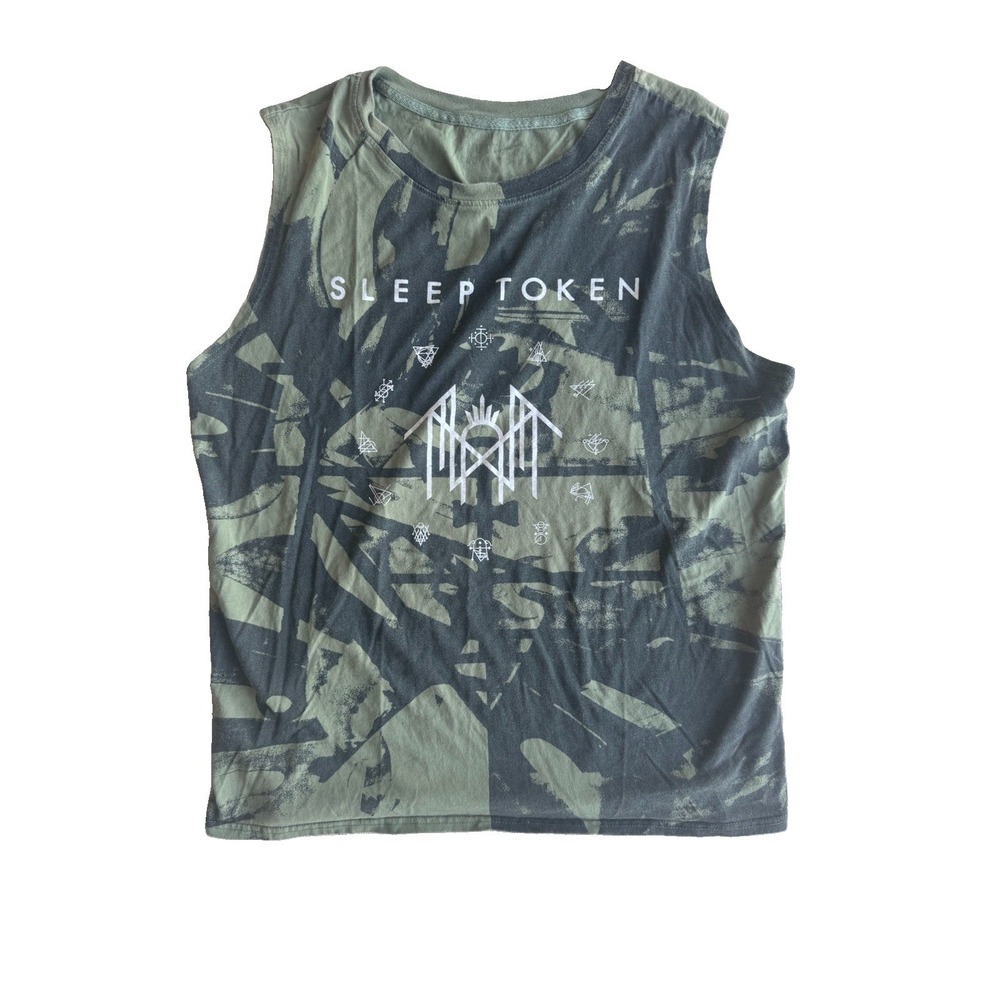 Hot Topic Sleep Token Sleeveless Mens XL Green Black Graphic Rune Circle Tank